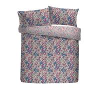 Dreams & Drapes Design Duvet Cover Set, 52% Recycled Polyester 48% Cotton, Super-King 260x220cm, Navy, Floral Pattern, Reversible, with 2 Pillowcases