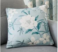 'Eve' Filled 100% Cotton Cushion With Modern Floral Print Dreams & Drapes Duck Egg Blue 43cm x 43cm