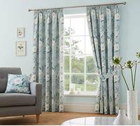 Dreams & Drapes Design - Eve - Pair of Pencil Pleat Curtains With Tie - Backs in Duck Egg, 66" Width x 54" Drop (168 x 137cm)