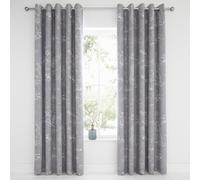 Dreams & Drapes Design - Oriental Garden - Blackout Pair of Eyelet Curtains - 66" Width x 54" Drop (168 x 137cm) in Grey