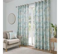Dreams & Drapes - Duck Egg Wisteria Curtains W46 x L54 (117 x 137cm) - 2x Panels - Flower Eyelet in Duck Egg Blue - Floral Drapes for Bedroom/Living Room Door