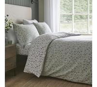Dreams & Drapes Duvet Cover Set King - Falling Leaf Design - 100% Cotton Bedding - Green with Delicate Falling Leaf Print - Includes 1 Duvet Cover (230 x 220cm) & 2 Pillowcases (50 x 75cm)