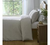 Dreams & Drapes Duvet Cover Set Single - Ditsy Leaf Jacquard Design - Polycotton Bedding - Natural with Delicate Leaf Jacquard Pattern - Includes 1 Duvet Cover (140 x 200cm) & 1 Pillowcase (50 x 75cm)
