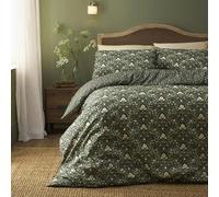 Dreams & Drapes Duvet Cover Set Super King - Heritage Floral Design - Polycotton Bedding - Green with Traditional Floral Print - Includes 1 Duvet Cover (260 x 220cm) & 2 Pillowcases (50 x 75cm)