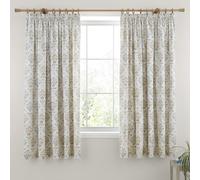 Dreams & Drapes Edena Decorative Floral Lined Pencil Pleat Curtains - Pair of Fully Lined Traditional Printed Drapes, 66" Width x 72" Drop (168 x 183cm), Elegant Botanical Design any Room