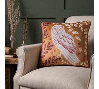 Dreams & Drapes Enchanted Owl Print Velvet Filled Cushion
