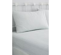 Dreams & Drapes 'Finlay Stripe' Easy Care Pinstriped Fitted Sheet in Blue | Size: Double Fitted Dreams & Drapes Blue Double Fitted