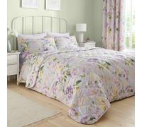 Dreams & Drapes Florette Easy Care Floral Print Quilted Lilac Bedspread
