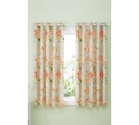 Dreams & Drapes 'Florette' Hand Painted Floral Print Light Filtering Eyelet Curtains in Natural | Size: 168 cm width x 183 cm drop Dreams & Drapes Natural 168 cm width x 183 cm drop