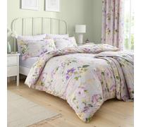 Dreams & Drapes - Heritage Florette Duvet Cover - Double Bedding Size (200 x 200cm) - 2 Pillowcases - Premium PolyCotton - Floral Duvet Cover in Lilac Purple - Purple Bedding with Flowers