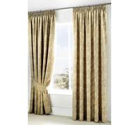 Dreams & Drapes 'Jasmine' Floral Jacquard Pencil Curtains with Tie-backs in Beige | Size: 168 cm width x 229 cm drop Dreams & Drapes Beige 168 cm width x 229 cm drop
