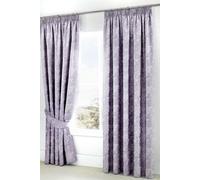 Dreams & Drapes 'Jasmine' Floral Jacquard Weave Pair of Lined Pencil Curtains with Tie-backs in Lavender | Size: 168 cm width x 183 cm drop Dreams & Drapes Lavender 168 cm width x 183 cm drop