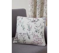 Dreams & Drapes 'Jazmine' Filled 100% Cotton Cushion With Hand Painted Floral Print in Lavender | Size: 43 cm x 43 cm Dreams & Drapes Lavender 43 cm x 43 cm