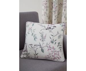 Dreams & Drapes 'Jazmine' Filled 100% Cotton Cushion With Hand Painted Floral Print in Lavender | Size: 43 cm x 43 cm Dreams & Drapes Lavender 43 cm x 43 cm