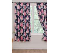 Dreams & Drapes Kirsten Floral Print Lined Pencil Pleat Curtains, Pink/Blue, 66 x 72 Inch