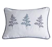 Dreams & Drapes - Linden Fern - Embroidered Fern Trees Filled Cushion - 28 x 38cm, Grey