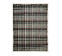 Dreams & Drapes Lodge Polyester Throw, Green, 150 x 200cm, Sherpa Reverse, Traditional Check Pattern