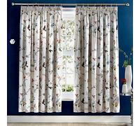 Dreams & Drapes Mansfield Floral Pencil Pleat Lined Curtains, Grey, 66 x 72 Inch