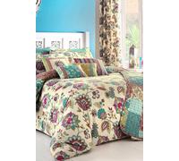 Dreams & Drapes 'Marinelli' Hand Painted Floral Print Duvet Cover Set in Teal | Size: Double Dreams & Drapes Teal Double