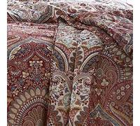 Dreams & Drapes - Maroon Jacobean Bedspread (230cm x 200cm) - Soft Touch - Microfibre - Damask Bedspread in Red - Persian Bohemian Quilted Bedspreads - Exotic Floral Blanket/Bed Cover for Bed