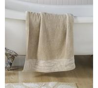 Dreams & Drapes - Natural Bath Towel (90 x 150cm) - 100% Cotton - Very Soft Touch - Botanical Vintage Towel in Natural - Taupe Leaves Bath Accessory