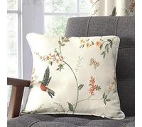 Dreams & Drapes - Natural Floral & Bird Cushion (43 x 43cm) - Filling Included - 100% Cotton - Piped Edge - Humming Bird Cushion in Natural with Cover Included/Cushion Insert - Curtains Available