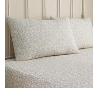 Dreams & Drapes 'Tess' Easy Care Ditsy Floral Leaf Print Fitted Sheet in Natural | Size: King Fitted Dreams & Drapes Natural King Fitted