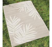 'Tahiti' Large Leaf Design UV Resistant Outdoor Rug Dreams & Drapes Natural 170cm x 120cm