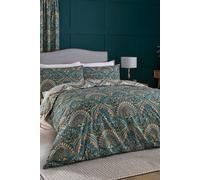 Dreams & Drapes 'Palais' Rich Jacobean Damask Print Duvet Cover Set in Teal | Size: Double Dreams & Drapes Teal Double