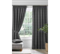 Dreams & Drapes 'Pembrey' Textured Pair of Pencil Pleat Curtains With Tie-Backs in Charcoal | Size: 168 cm width x 229 cm drop Dreams & Drapes Charcoal 168 cm width x 229 cm drop