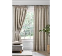 Dreams & Drapes 'Pembrey' Textured Pair of Pencil Pleat Curtains With Tie-Backs in Natural | Size: 117 cm width x 137 cm drop Dreams & Drapes Natural 117 cm width x 137 cm drop