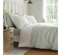 Dreams & Drapes - Pintuck Leaf Duvet Cover - Double Bedding Size (200 x 200cm) - 2 Pillowcases - Premium PolyCotton - Floral Duvet Cover in Green - Sage Green/White Bedding