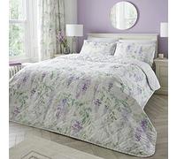 Dreams & Drapes - Purple Wisteria Bedspread (230cm X 200cm) - Soft Touch - Purple Floral Quilted Bedspreads - Lavender Floral Blanket/Bed Cover for Bed - Matching Duvet Cover & Curtains Available