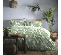 Dreams & Drapes Reversible Tropical Leaf Motif Duvet Cover Set - BLUE GREEN GREY