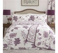 Dreams & Drapes 'Samira' Richly Illustrated Floral Print Duvet Cover Set in Plum | Size: Double Dreams & Drapes Plum Double