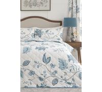 Dreams & Drapes Teal Floral Duvet Cover - Double Size (200x200cm) - Turquoise Damask Bedding - White & Blue Reversible - Vintage Bedroom Set with 2 Pillowcases