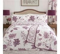 Dreams & Drapes Samira Richly Illustrated Floral Print Plum Duvet Cover Set