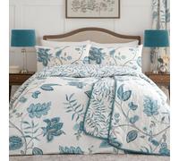 Dreams & Drapes Samira Richly Illustrated Floral Print Teal Duvet Cover Set