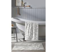 Dreams & Drapes - Sandringham Grey Leaf Bath Towel (70 x 130cm) - 100% Cotton - Soft Touch & Fluffy - Botanical Vintage Towel