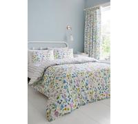 Dreams & Drapes Sweetpea Floral Duvet Cover Set Super King 260 x 220cm - 100% Cotton Bedding with Delicate Sweet Pea Flower Design, Includes 2 Pillowcases
