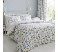 Dreams & Drapes Sweetpea Floral Duvet Cover Set Double 200 x 200cm - 100% Cotton Bedding with Delicate Sweet Pea Flower Design, Includes 2 Pillowcases