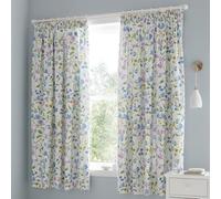 Dreams & Drapes Sweetpea Floral Lined Pencil Pleat Curtains - Pair of Fully Lined Traditional Printed Drapes, 66" Width x 72" Drop (168 x 183cm), Elegant Botanical Design, Matching Duvet Set Available