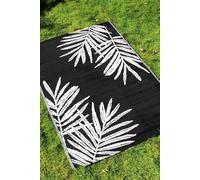 Dreams & Drapes - Black Taihiti Leaf Outdoor Rug (170 x 120cm) - Water-Resistant - Sunproof - Lightweight - Tropical Picnic Blanket in Black - 100% Polypropylene