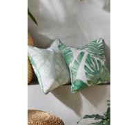 Dreams & Drapes - Green Outdoor Cushion (43 x 43cm) - Floral/Botanical Outdoor Cushion for Garden/Patio/Balcony - Garden Cushion in Sage Green - Tropical Leaf Cushion for Outdoor - Tahiti Collection