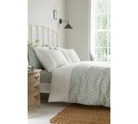 Dreams & Drapes - Pintuck Leaf Duvet Cover - Double Bedding Size (200 x 200cm) - 2 Pillowcases - Premium PolyCotton - Floral Duvet Cover in Green - Sage Green/White Bedding