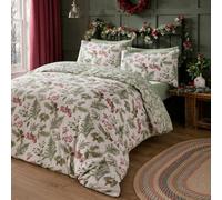 Dreams & Drapes Winter Sprigs Watercolour Print 100% Brushed Cotton Green Duvet Cover Set