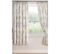 Dreams & Drapes Wisteria Pair of Pencil Pleat Curtains with Tie-Backs - Lilac
