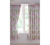 Dreams & Drapes - Wisteria Pink Floral Curtains W66 x L72" (168 x 183cm) - Botanical Pencil Pleated Curtains - Baby Pink Flower Curtains - Spring Curtains & Drapes in Blush