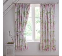 'Wisteria' Pair of Pencil Pleat Curtains With Tie-Backs Dreams & Drapes Pink 168cm width x 183cm drop