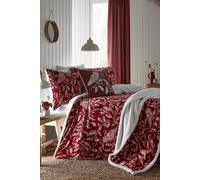 Dreams & Drapes Red Owl Teddy Fleece Duvet Cover - Single Size (140 x 200cm) - Soft & Cosy Woodland Bedding - Burgundy With Forest Animals